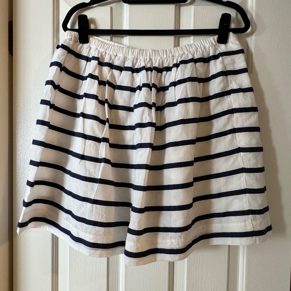 J. CREW Navy and White Stripe A-Line Skirt, SIZE 12